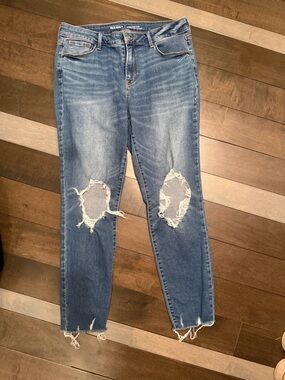 Old Navy Blue Ripped Ankle Skinny Jeans